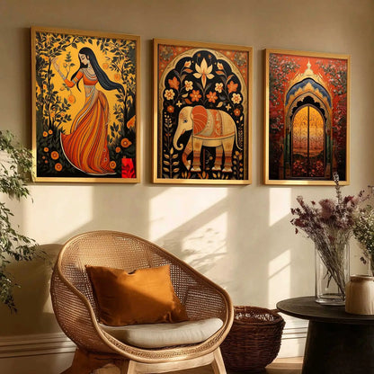 Madhubani Wall Art Paintings for Living Room - Wall Poster With frames