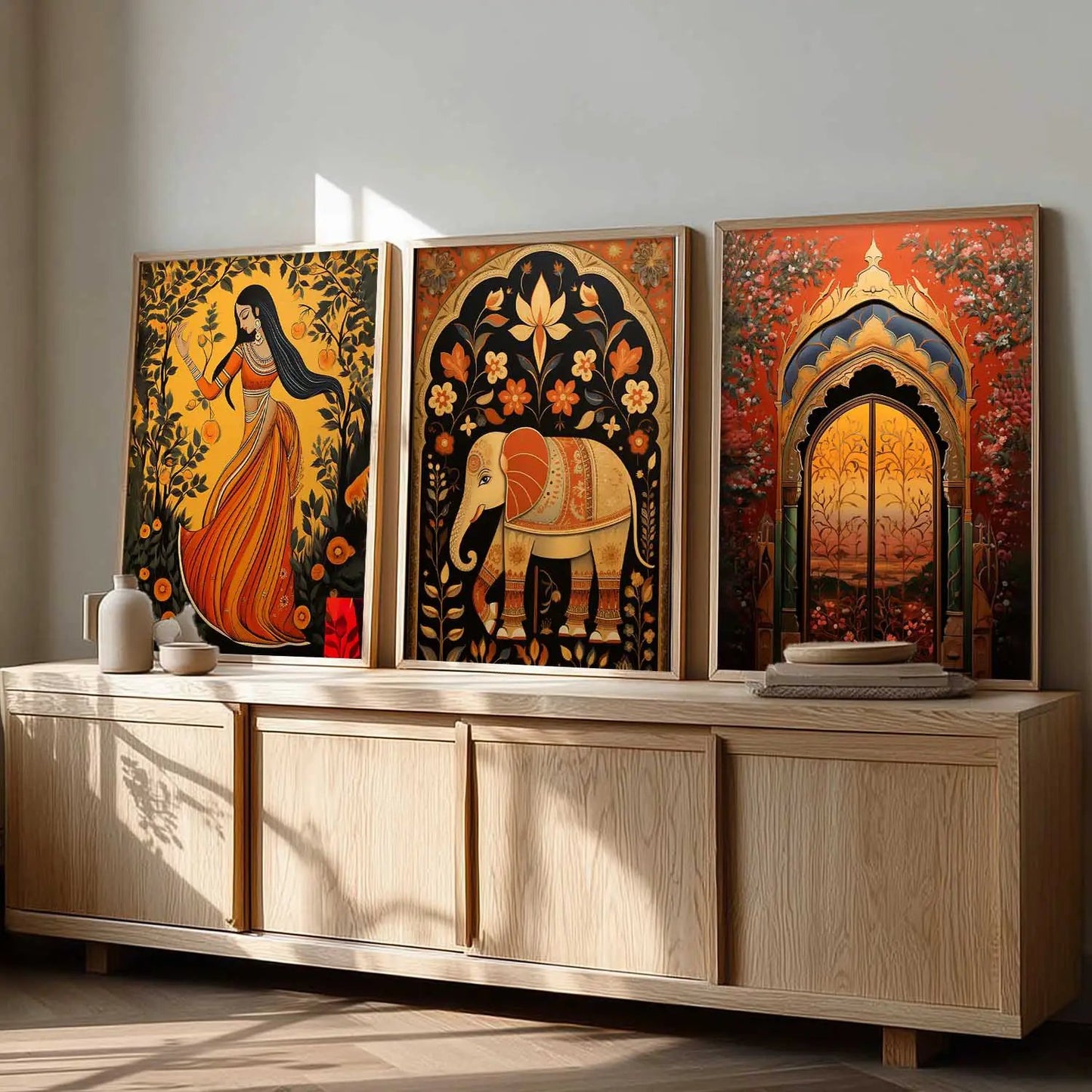 Madhubani Wall Art Paintings for Living Room - Wall Poster With frames