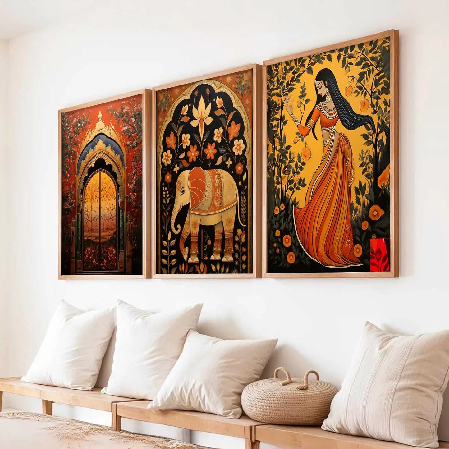 Madhubani Wall Art Paintings for Living Room - Wall Poster With frames
