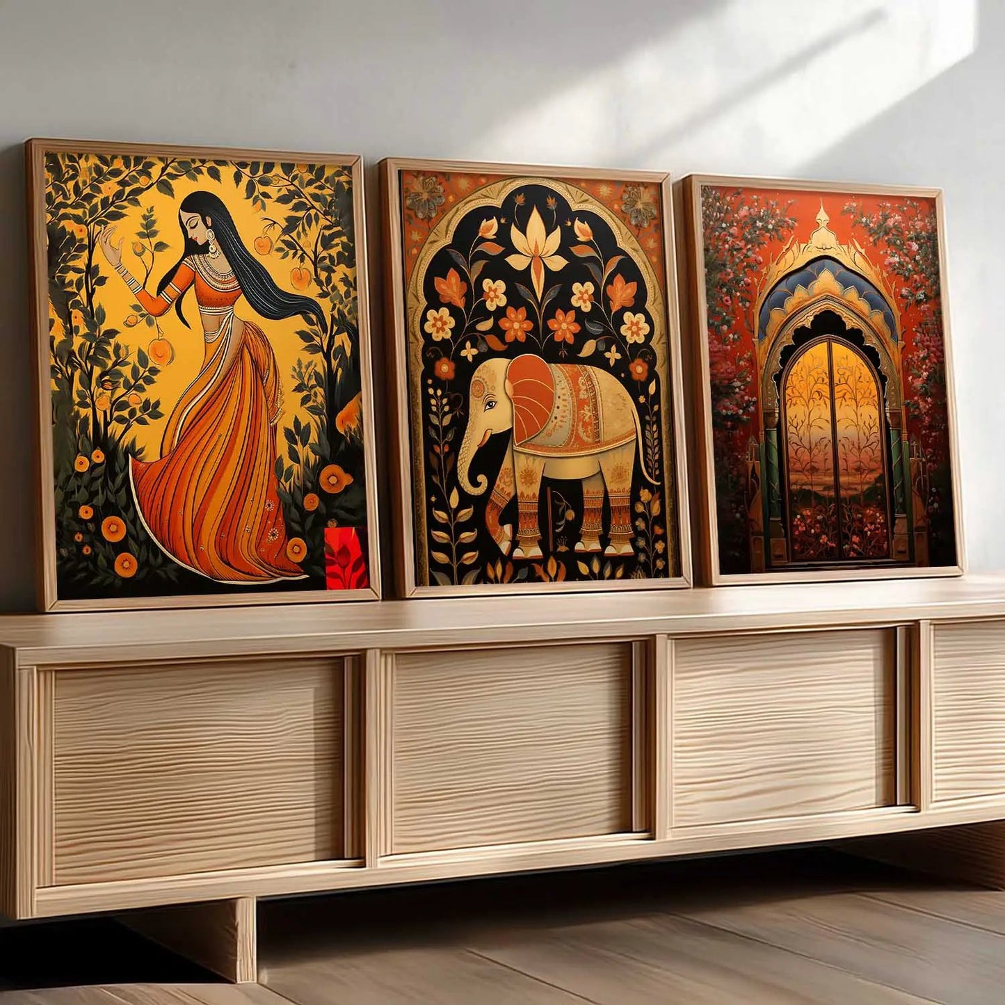 Madhubani Wall Art Paintings for Living Room - Wall Poster With frames