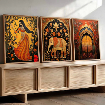 Madhubani Wall Art Paintings for Living Room - Wall Poster With frames