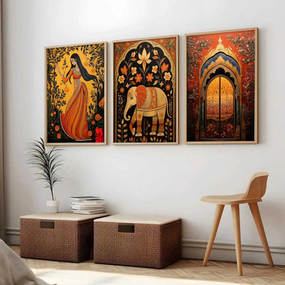 Madhubani Wall Art Paintings for Living Room - Wall Poster With frames