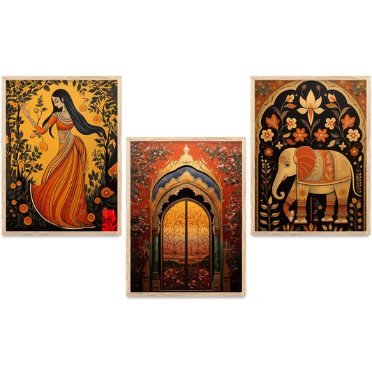 Madhubani Wall Art Paintings for Living Room - Wall Poster With frames