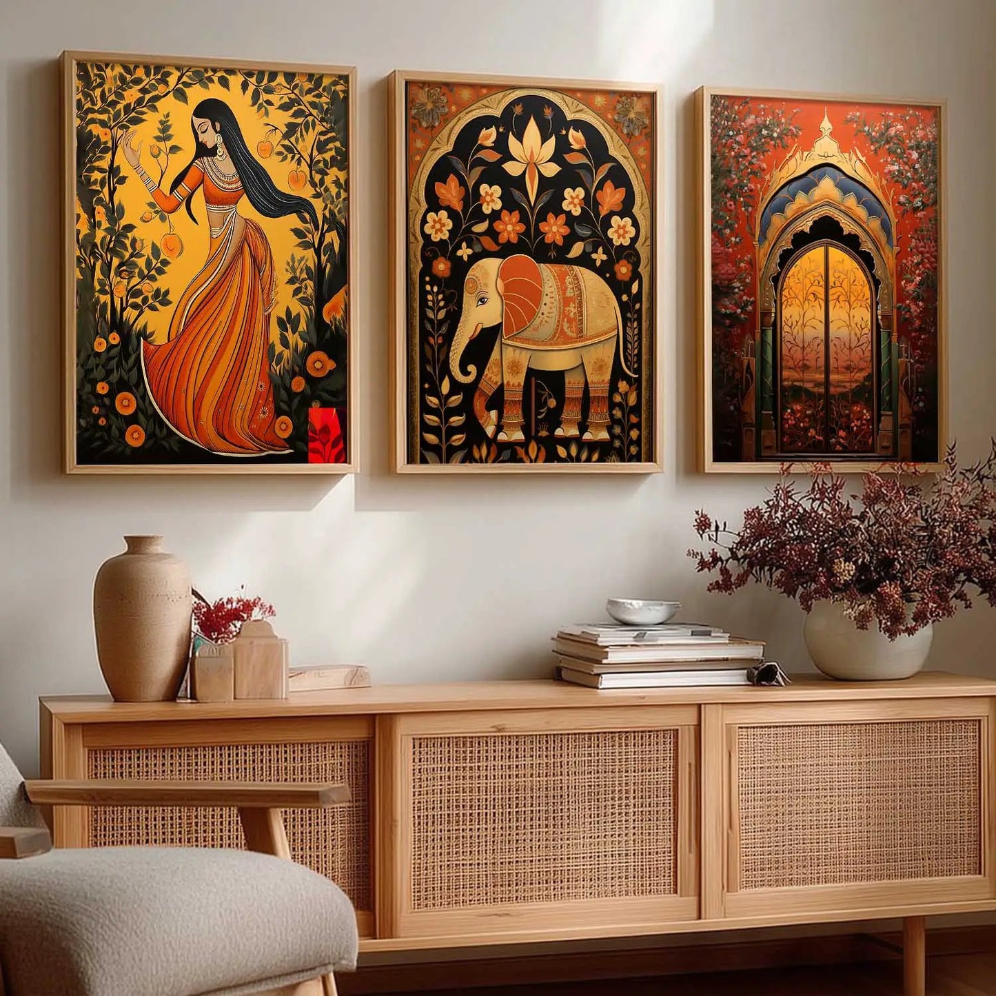 Madhubani Wall Art Paintings for Living Room - Wall Poster With frames