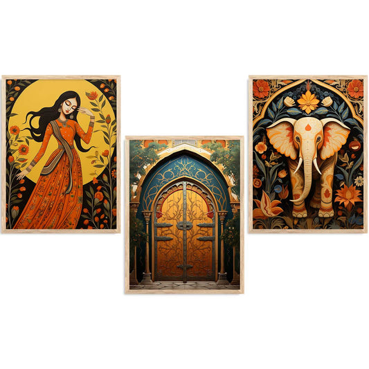 Madhubani  Wall  Art Paintings for Living Room - Wall Poster With frames