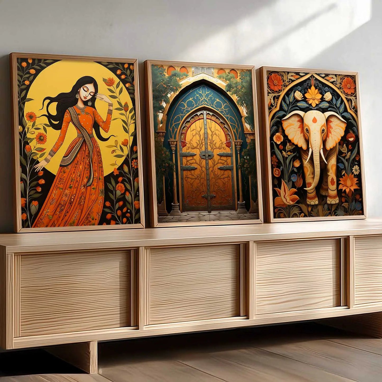Madhubani  Wall  Art Paintings for Living Room - Wall Poster With frames