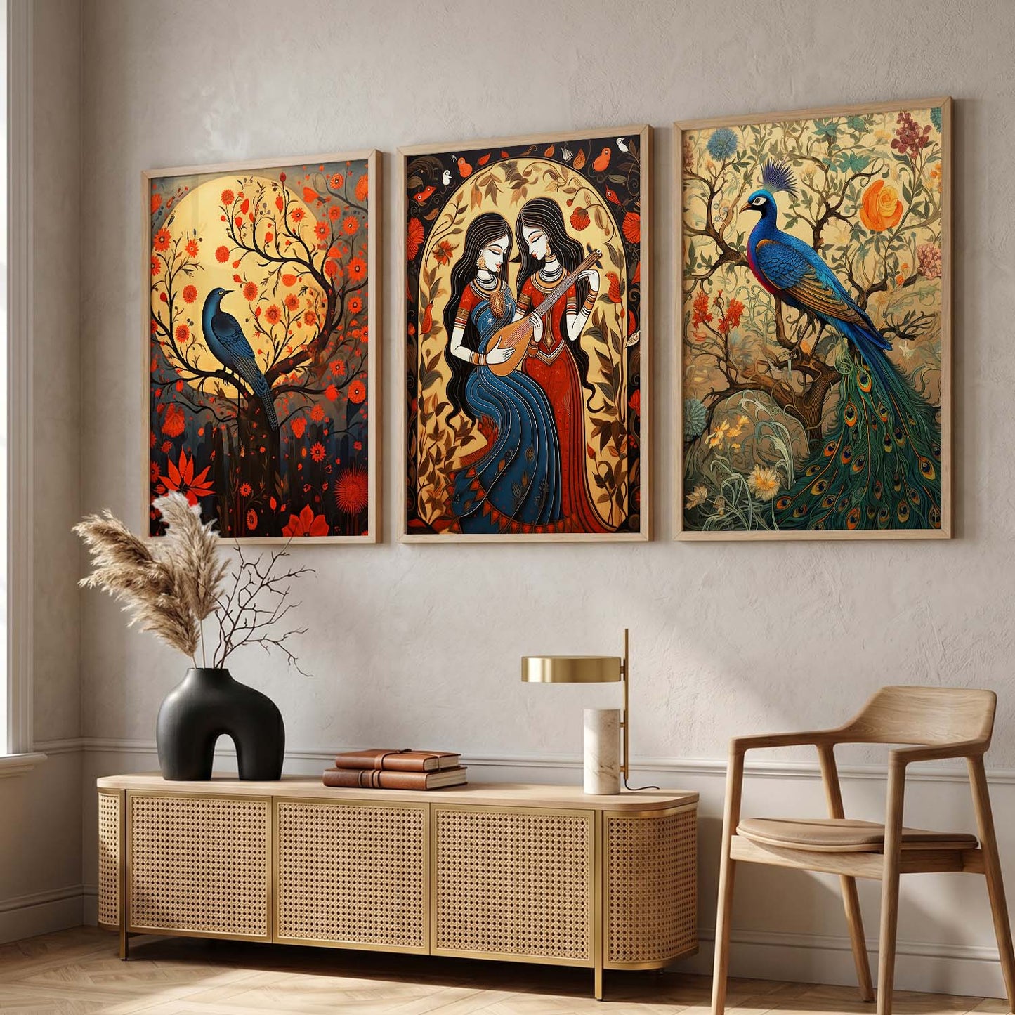 Madhubani   Wall  Art Paintings for Living Room - Wall Poster With frames