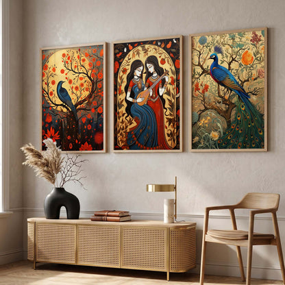 Madhubani   Wall  Art Paintings for Living Room - Wall Poster With frames