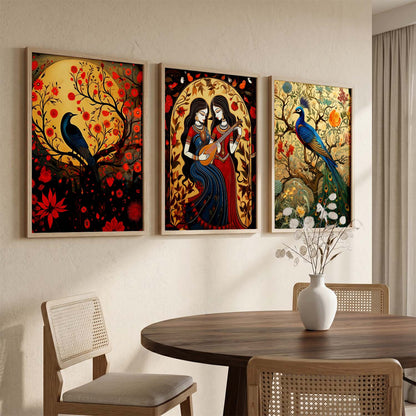 Madhubani   Wall  Art Paintings for Living Room - Wall Poster With frames