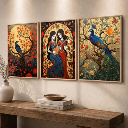 Madhubani   Wall  Art Paintings for Living Room - Wall Poster With frames