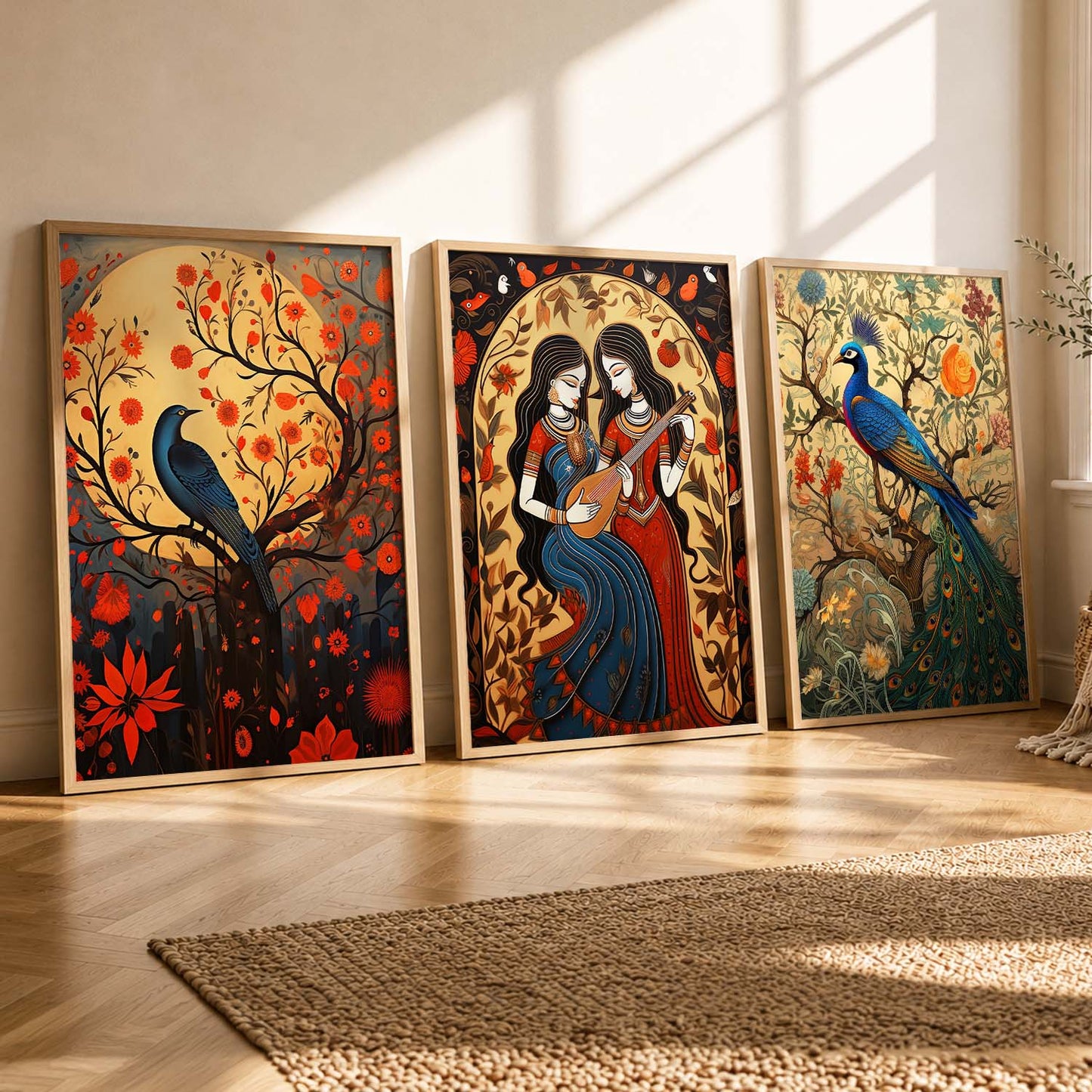 Madhubani   Wall  Art Paintings for Living Room - Wall Poster With frames