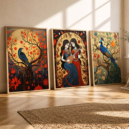 Madhubani   Wall  Art Paintings for Living Room - Wall Poster With frames