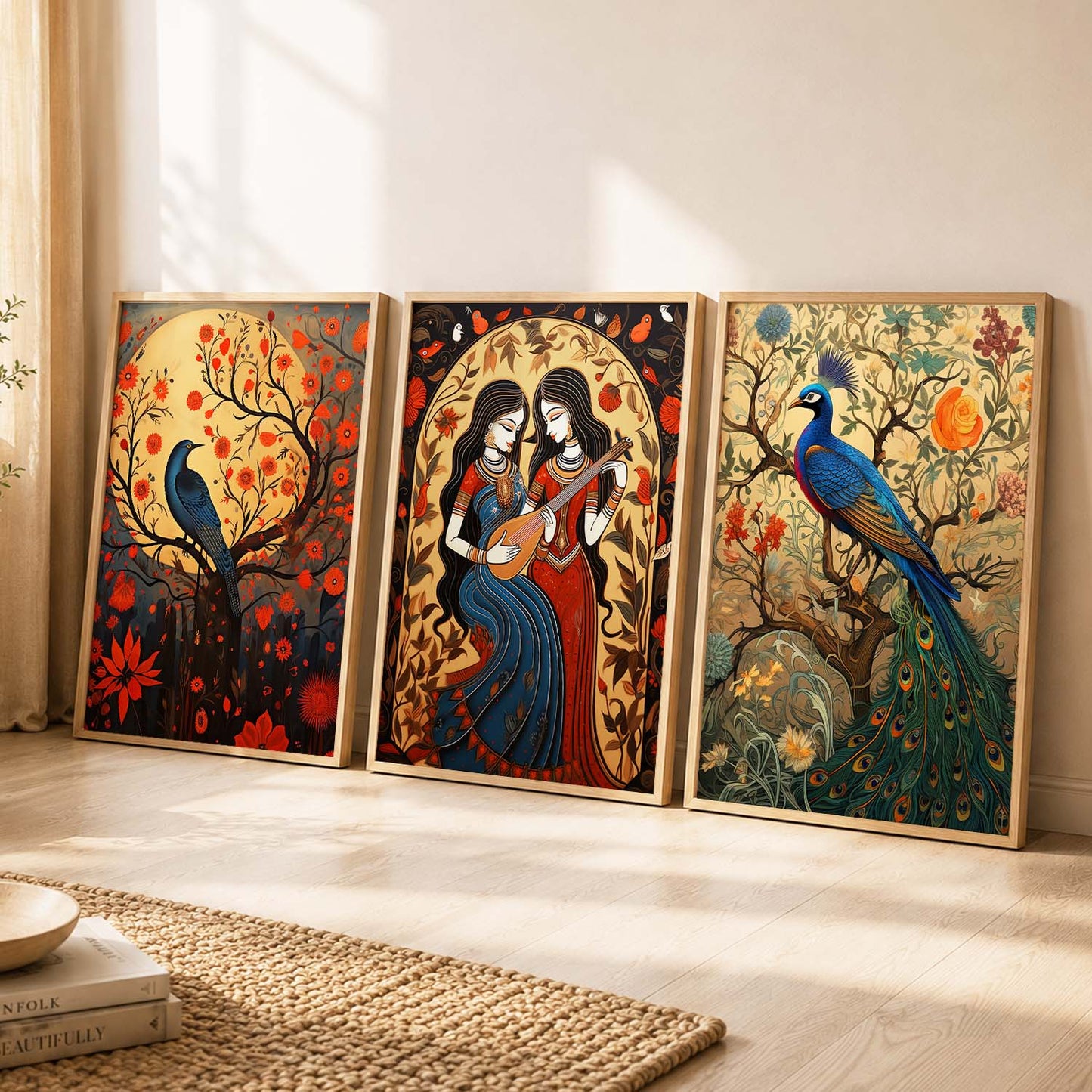 Madhubani   Wall  Art Paintings for Living Room - Wall Poster With frames