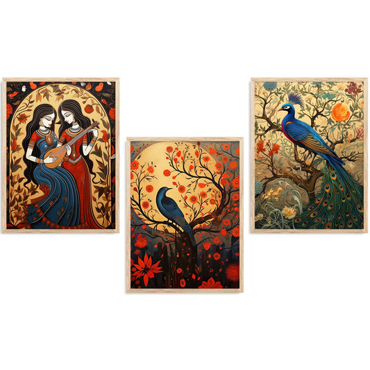 Madhubani   Wall  Art Paintings for Living Room - Wall Poster With frames