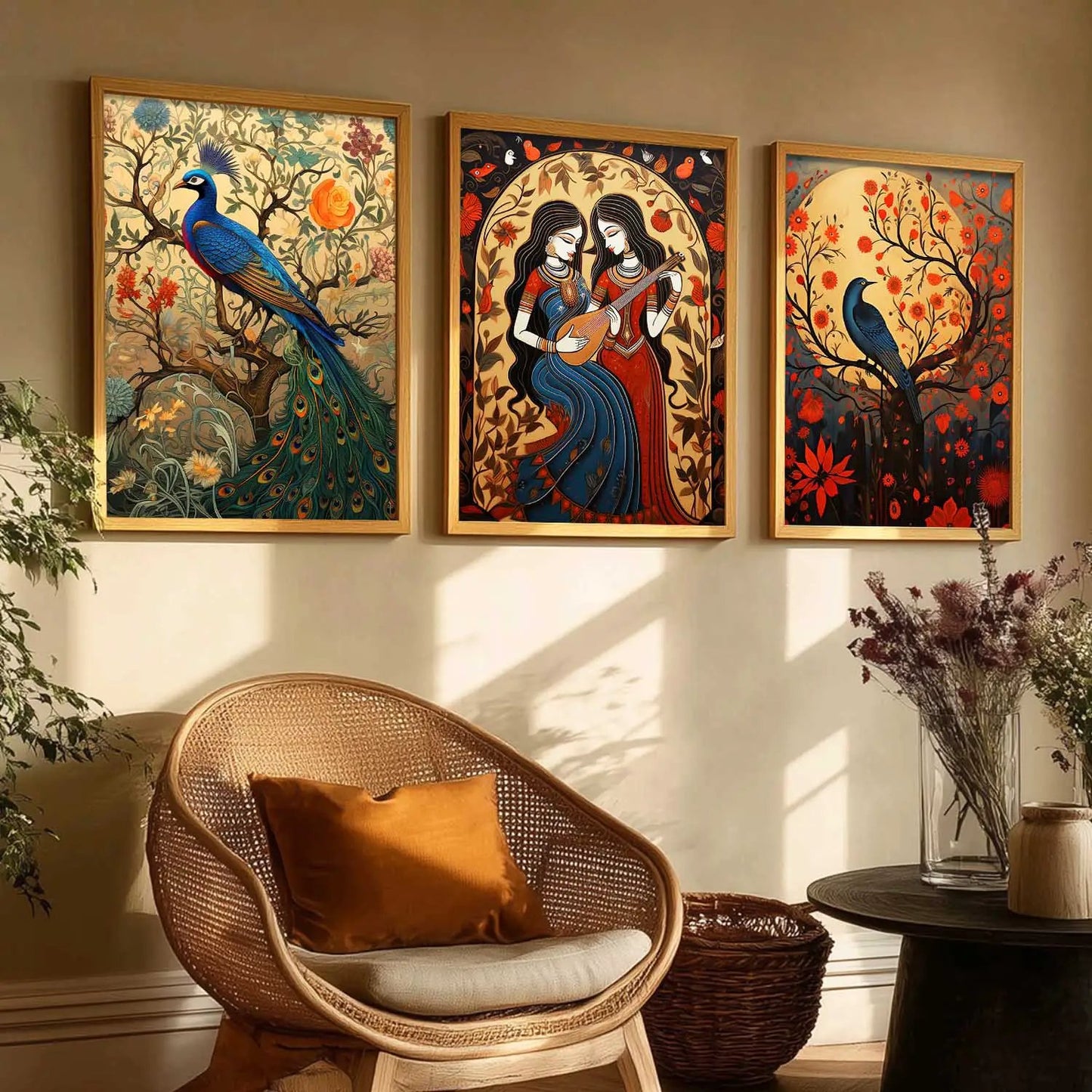 Madhubani   Wall  Art Paintings for Living Room - Wall Poster With frames