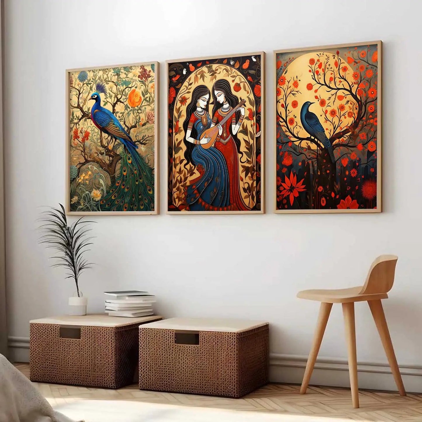 Madhubani   Wall  Art Paintings for Living Room - Wall Poster With frames