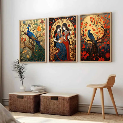 Madhubani   Wall  Art Paintings for Living Room - Wall Poster With frames