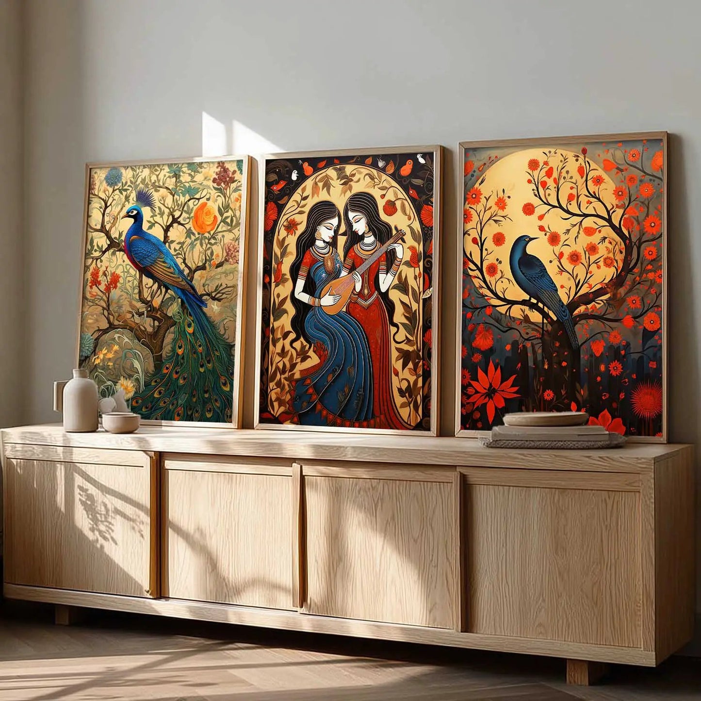 Madhubani   Wall  Art Paintings for Living Room - Wall Poster With frames