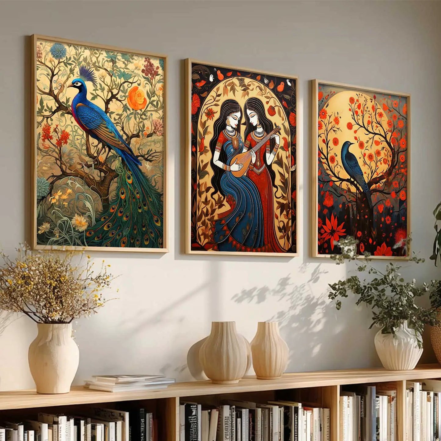 Madhubani   Wall  Art Paintings for Living Room - Wall Poster With frames