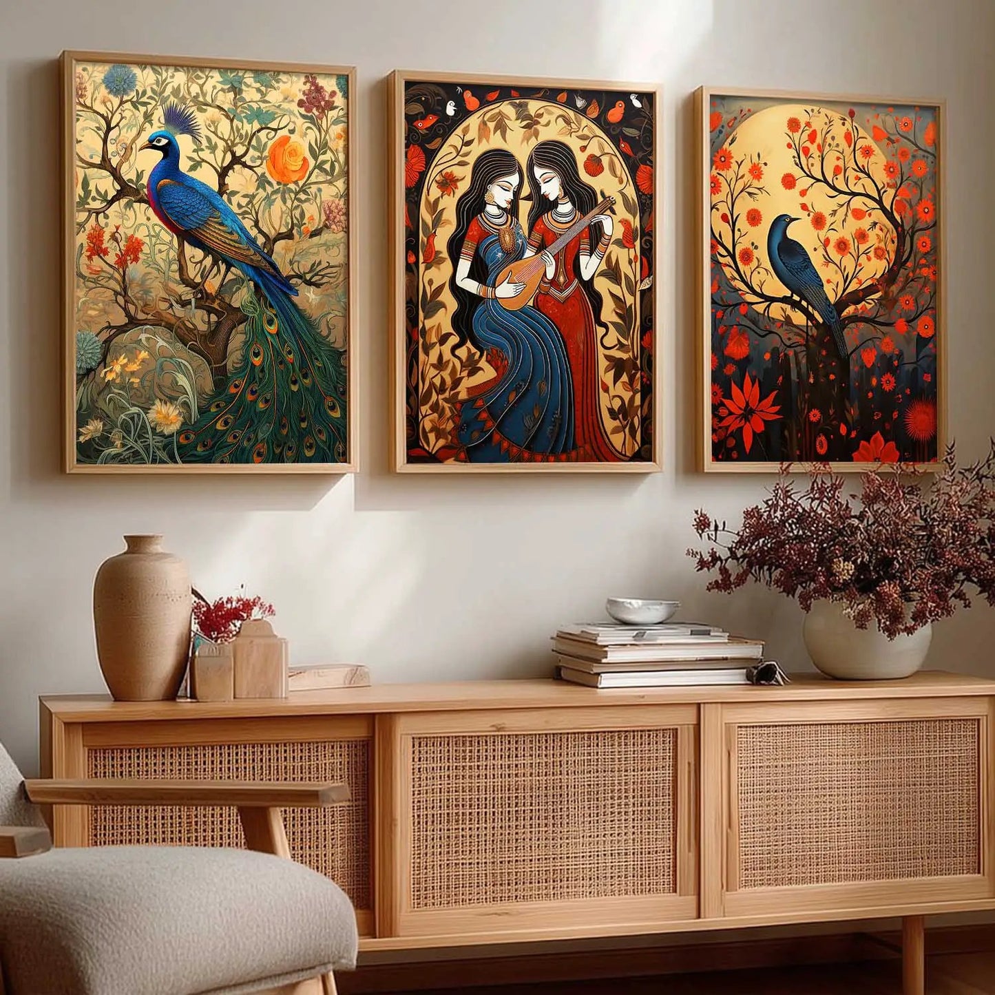 Madhubani   Wall  Art Paintings for Living Room - Wall Poster With frames