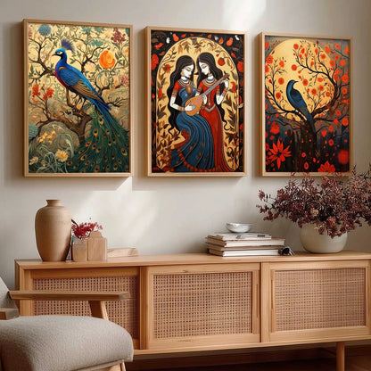 Madhubani   Wall  Art Paintings for Living Room - Wall Poster With frames