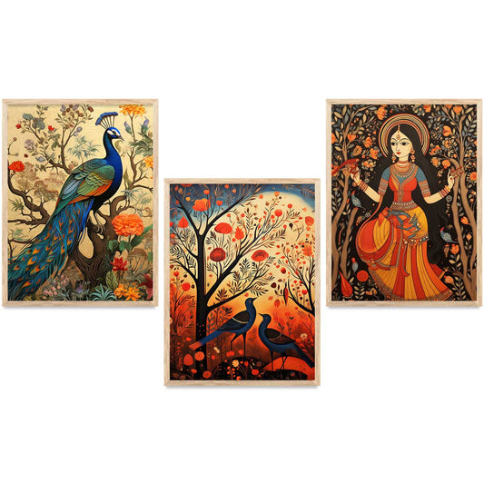 Madhubani  Wall  Art Paintings for Living Room - Wall Poster With frames