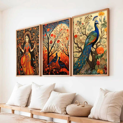 Madhubani  Wall  Art Paintings for Living Room - Wall Poster With frames