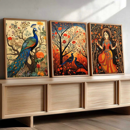 Madhubani  Wall  Art Paintings for Living Room - Wall Poster With frames