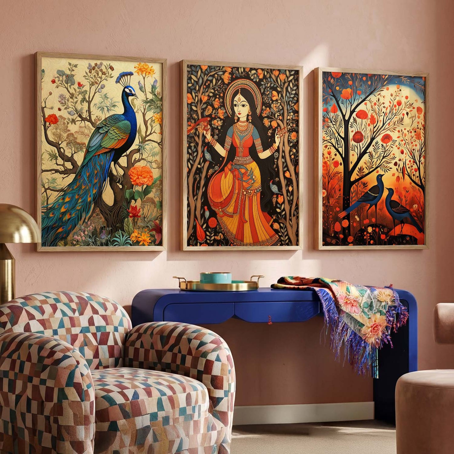 Madhubani  Wall  Art Paintings for Living Room - Wall Poster With frames