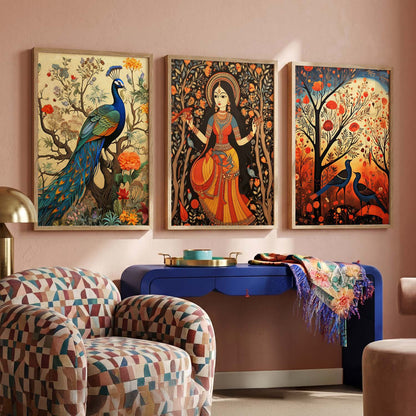Madhubani  Wall  Art Paintings for Living Room - Wall Poster With frames