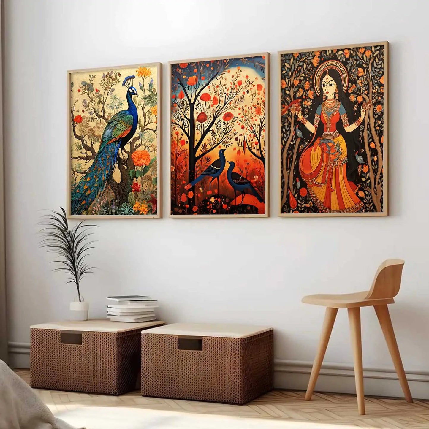 Madhubani  Wall  Art Paintings for Living Room - Wall Poster With frames