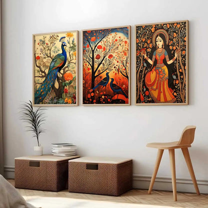 Madhubani  Wall  Art Paintings for Living Room - Wall Poster With frames