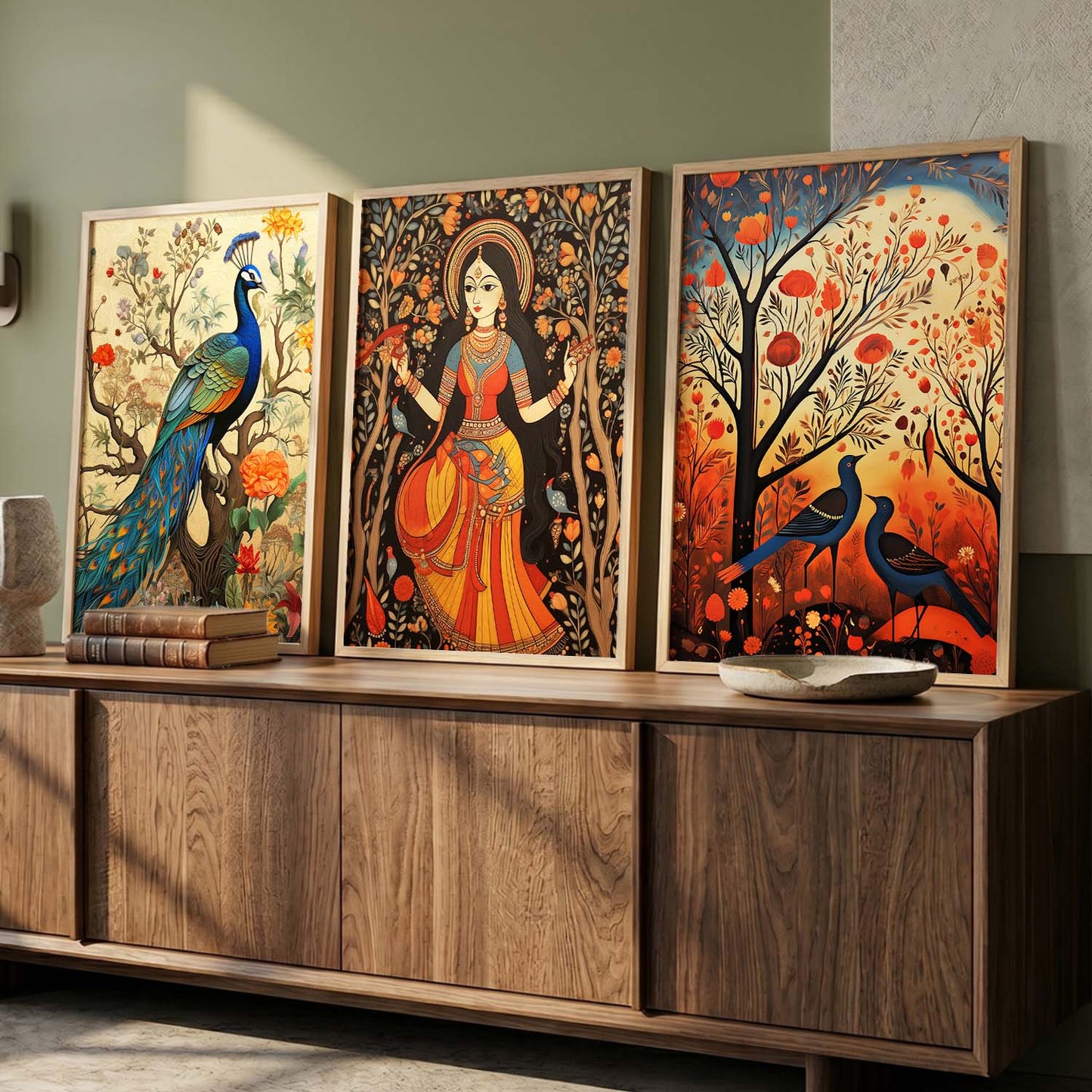 Madhubani  Wall  Art Paintings for Living Room - Wall Poster With frames
