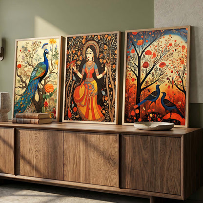 Madhubani  Wall  Art Paintings for Living Room - Wall Poster With frames