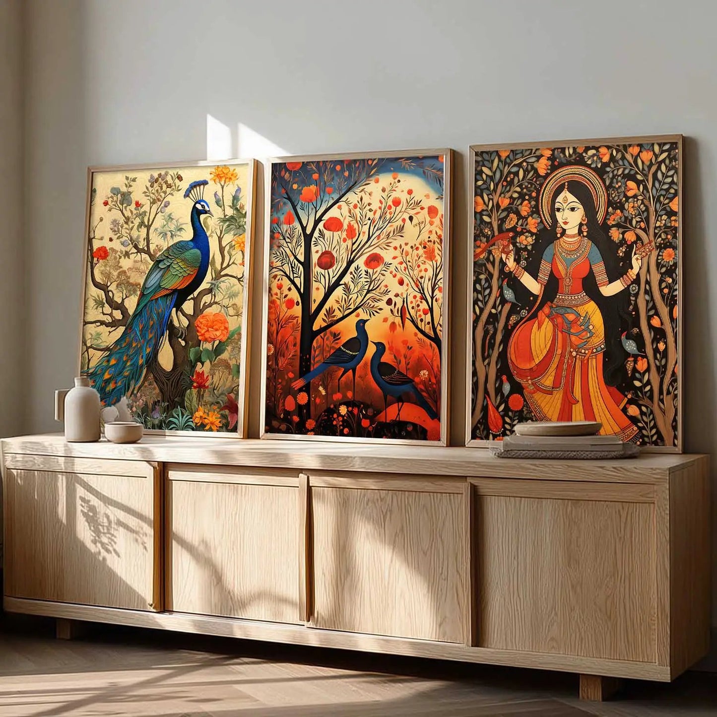 Madhubani  Wall  Art Paintings for Living Room - Wall Poster With frames