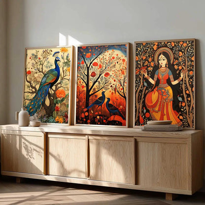 Madhubani  Wall  Art Paintings for Living Room - Wall Poster With frames