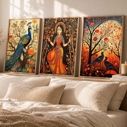 Madhubani  Wall  Art Paintings for Living Room - Wall Poster With frames