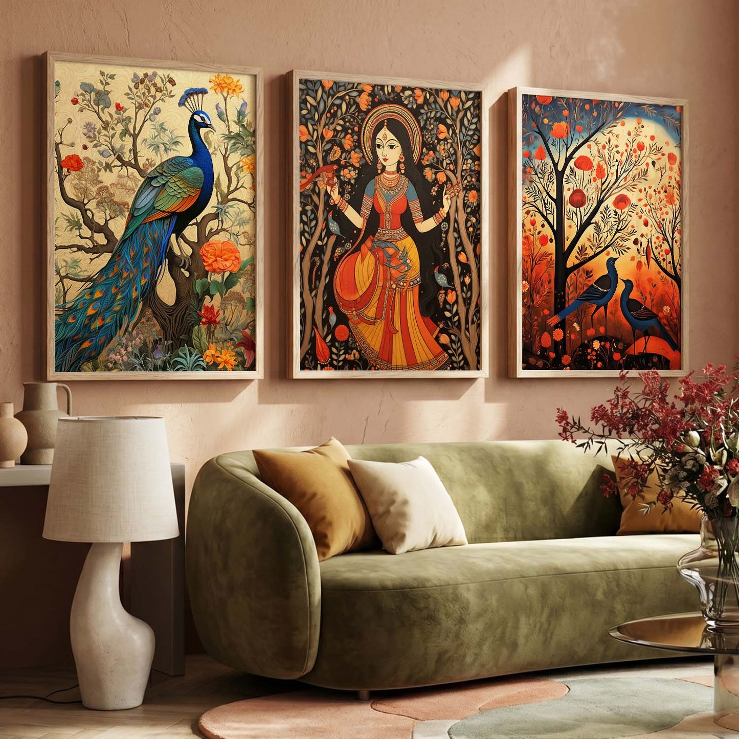 Madhubani  Wall  Art Paintings for Living Room - Wall Poster With frames