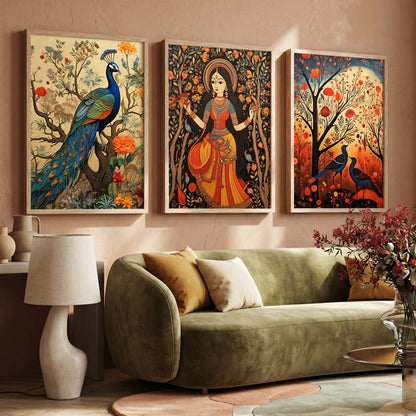 Madhubani  Wall  Art Paintings for Living Room - Wall Poster With frames