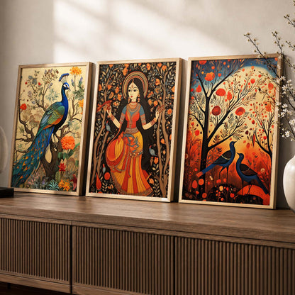 Madhubani  Wall  Art Paintings for Living Room - Wall Poster With frames
