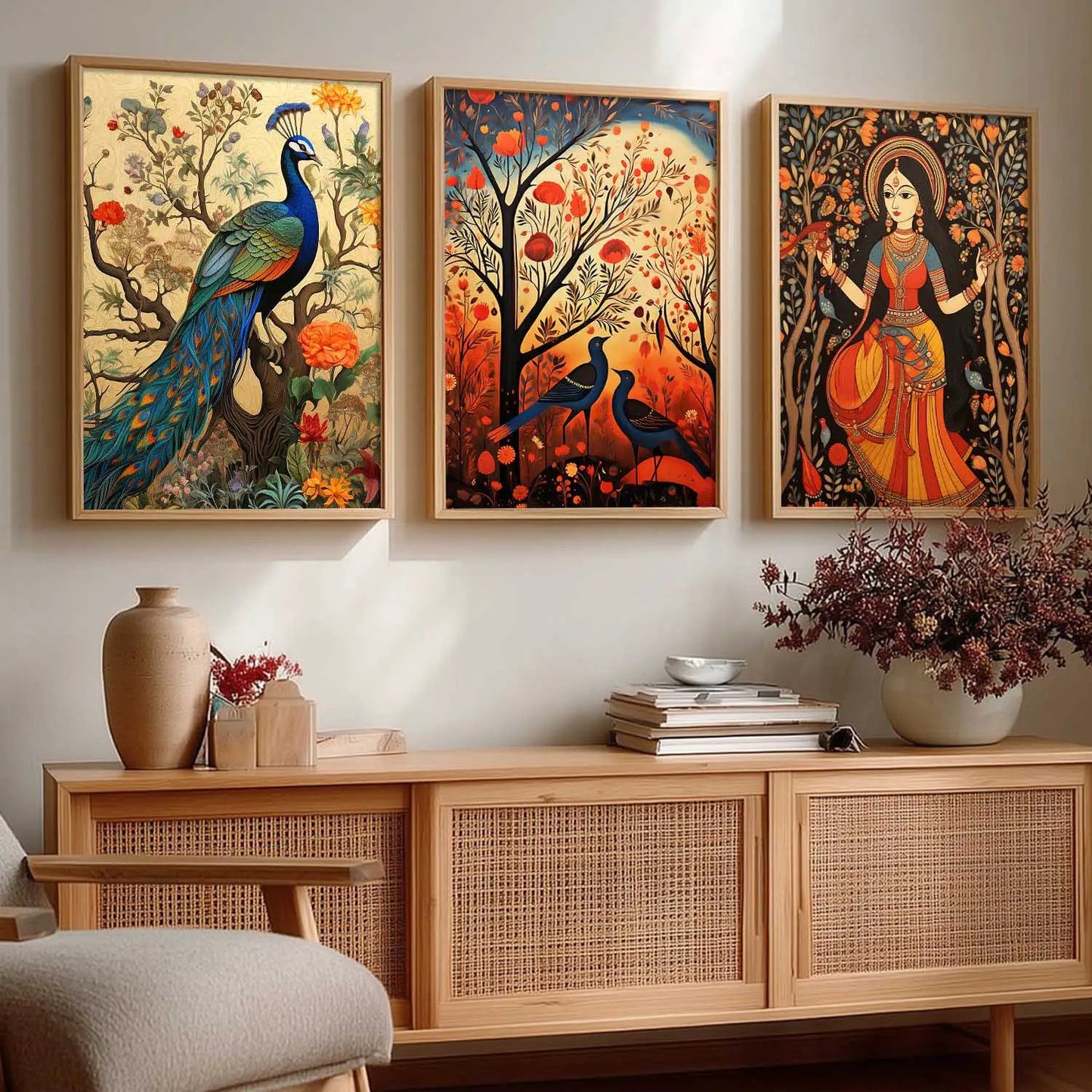 Madhubani  Wall  Art Paintings for Living Room - Wall Poster With frames