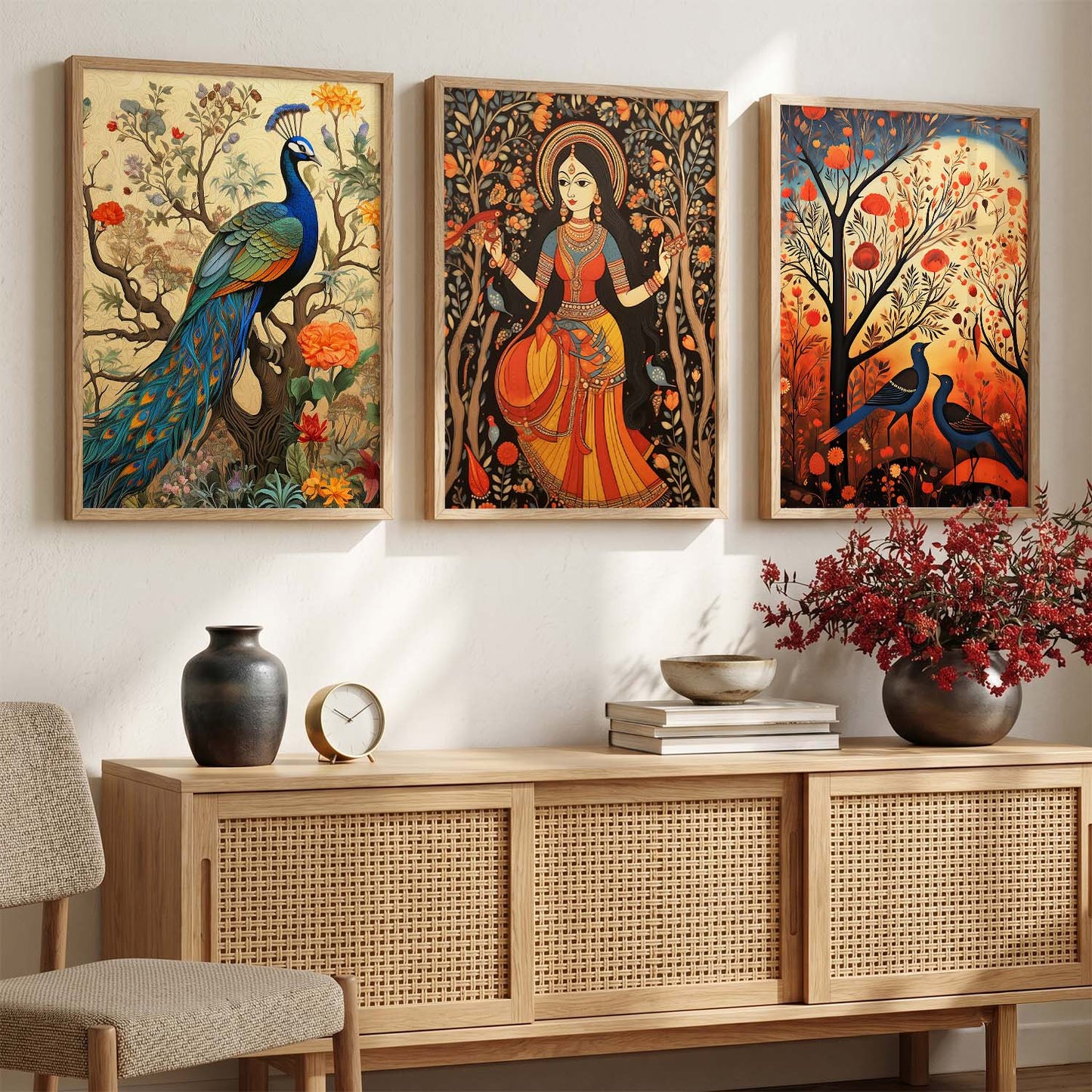 Madhubani  Wall  Art Paintings for Living Room - Wall Poster With frames