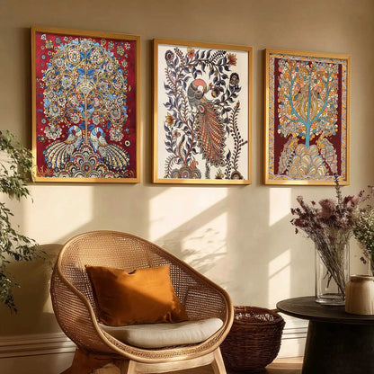 Madhubani  Wall Art Paintings for Living Room - Wall Poster With frames