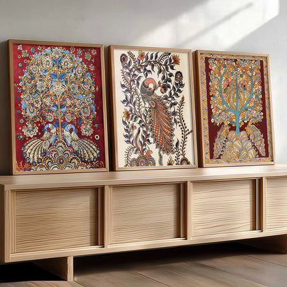 Madhubani  Wall Art Paintings for Living Room - Wall Poster With frames