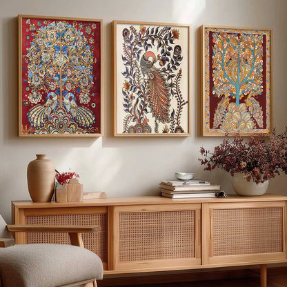 Madhubani  Wall Art Paintings for Living Room - Wall Poster With frames