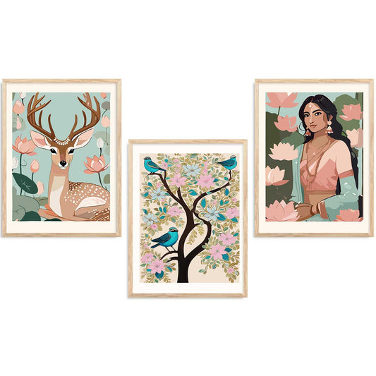 Madhubani  Wall  Art Paintings for Living Room - Wall Poster With frames