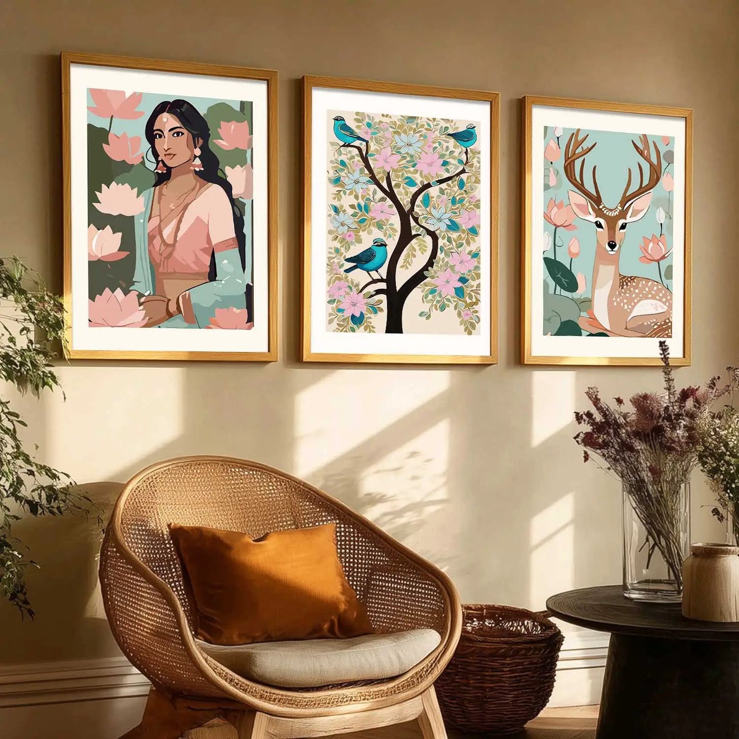 Madhubani  Wall  Art Paintings for Living Room - Wall Poster With frames