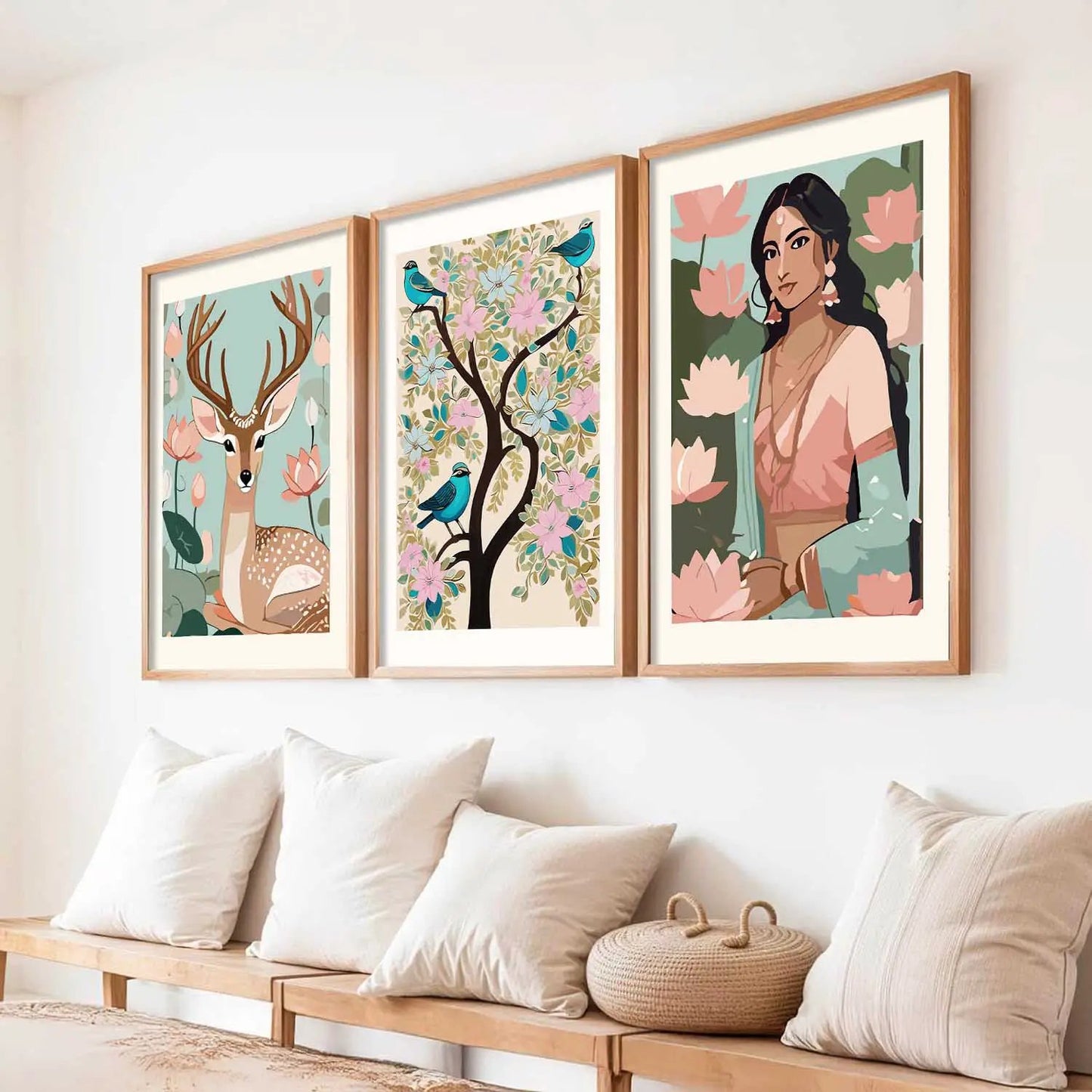Madhubani  Wall  Art Paintings for Living Room - Wall Poster With frames