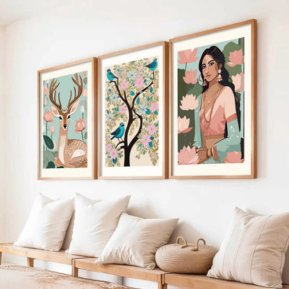 Madhubani  Wall  Art Paintings for Living Room - Wall Poster With frames