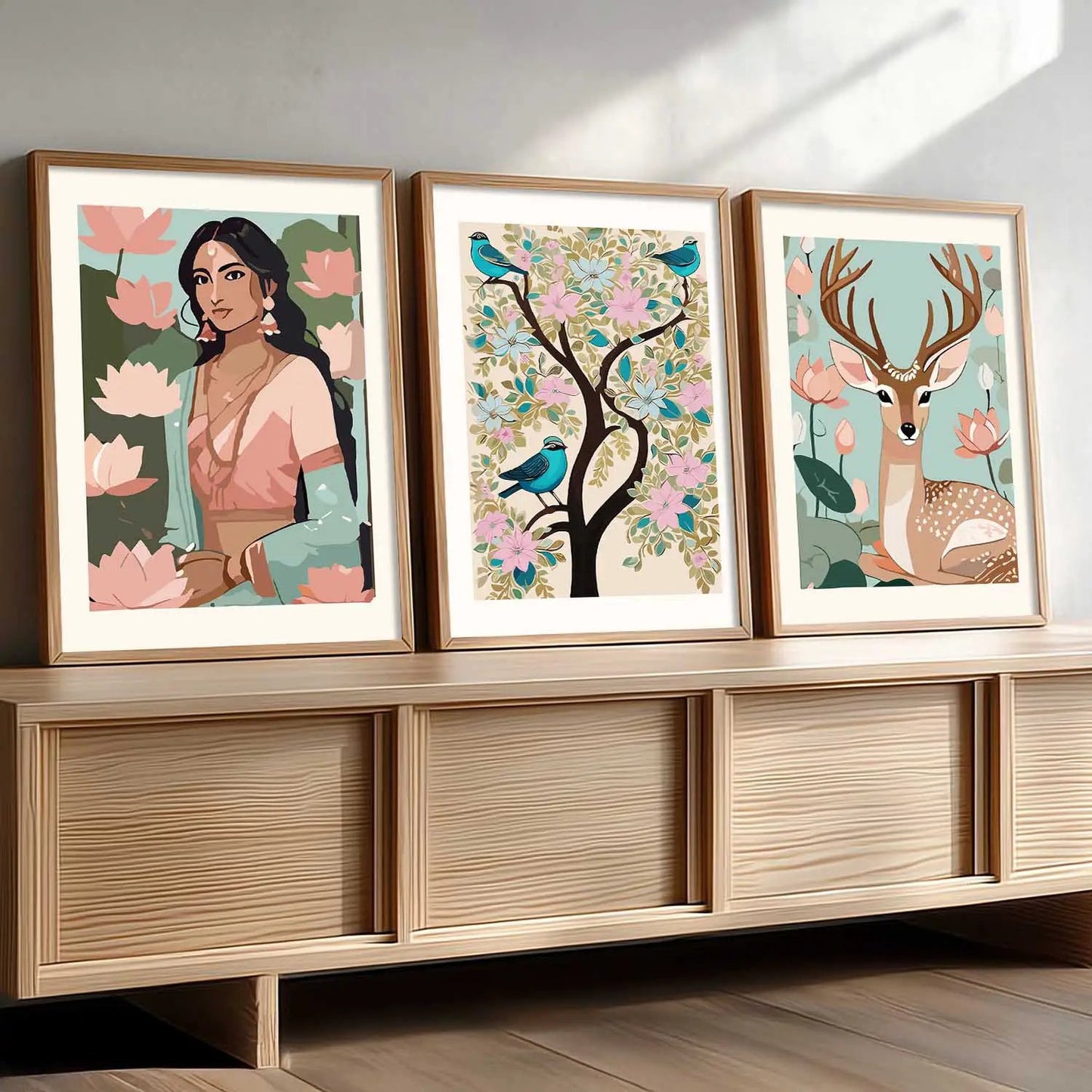 Madhubani  Wall  Art Paintings for Living Room - Wall Poster With frames
